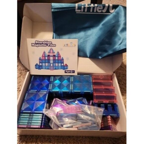 102Pcs Frozen Castle Magnetic Tiles - 3D Diamond Building  New 102pcs Frozen Princess Castle Magnetic Tiles Building Blocks - 3D Diamond